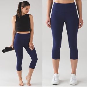 Lululemon Align Crop Leggings 19" Hero Blue Size 2 Navy H60416 Nulu High Waist